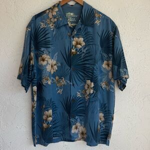 Jamaica Jaxx 100% Silk Hawaiian Button-Down Shirt, XL